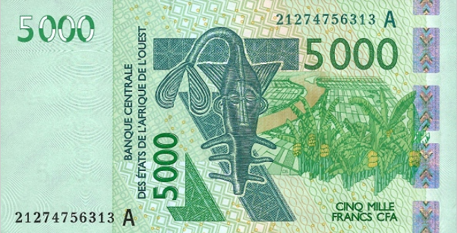 PN117A Ivory Coast W.A.S. A 5000 Francs Year 2021